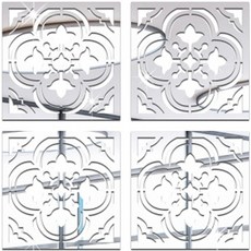 Azalea 居家裝飾鏡面貼紙 4入, 銀色