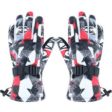 마이소이 야외 스포츠 터치 스크린 플러스 스키 장갑 양손착용, 06 낙서 빨간색, 1개