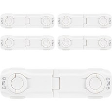 aguard 轉角型旋鈕式三重抽屜安全鎖 生活用品, 白色, 5個