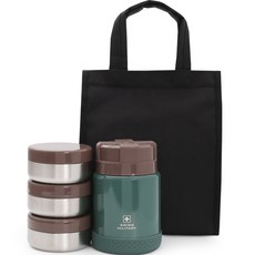 瑞士軍工職場保溫飯盒OKK-RKF1070 Juktong + Chantong 3p, 1套, 灰綠色