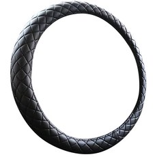 ruzen 壓花打孔皮革方向盤套 圓形, 深棕色