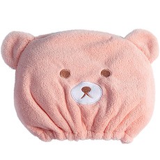 트레이드미 곰모양 드라이 타올 샤워캡 26 x 30 cm 80g, 핑크, 1개