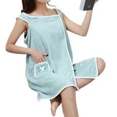 簡約風按扣式連身浴巾 浴袍, 1個, 薄荷綠