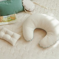 PRIELLE 幼兒用Sugar純棉水洗高密度哺乳枕頭組, 象牙白