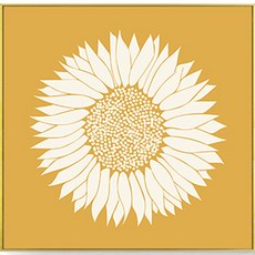 向日葵插畫畫框, 白色