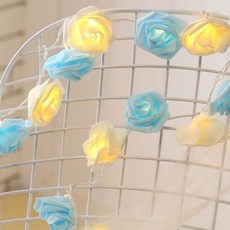 LED 玫瑰燈燈飾裝飾, 白色 + 藍色