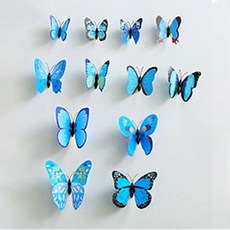 데코스티커 벽스티커 입체 나비 스티커 12P, 블루블랙