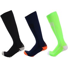 SNF 컬러풀 Performance 축구 양말 3종 세트, 검정색 + 회색, 형광색 + 회색, 네이비색 + 오렌지색, 1개