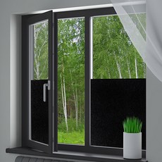 데코리아 재사용 가능한 물로만 붙이는 무점착 창문 시트지, 블랙암막(MUZ-016), 100cm x 5m