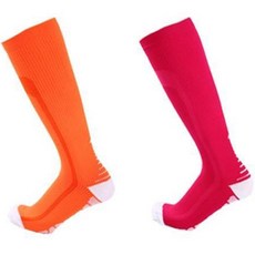 SNF 컬러풀 Performance 축구양말 2켤레 세트, 34(주황 + 흰색, 레드 + 흰색), 1개
