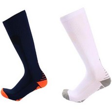 SNF 컬러풀 Performance 축구양말 2켤레 세트, 33(네이비 + 주황, 흰색 + 회색), 1개