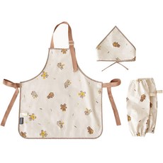 PRIELLE 孩童用泰迪印花圍裙組, 米色