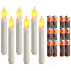 Haru Lab LED蠟燭蠟燭燈蠟燭戶外自動照明6p+電池12p套組, 白色