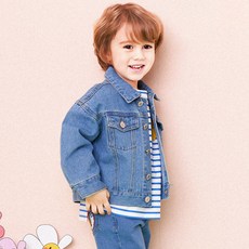 HEJMINI 童款可愛小熊圖案牛仔夾克