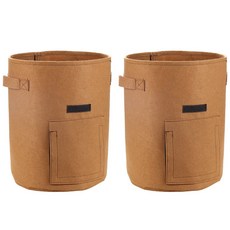 Kkokka 自給自足毛氈生長袋 種植盆 2入, 03 黃土色, 1套