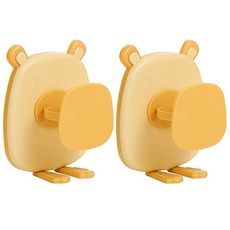 生活彩蝶 圓滾滾簡約可愛小熊牙刷架, 黃色, 2個