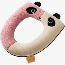 Artihome 絲絨大熊貓提把馬桶坐墊, 1個, 粉紅色