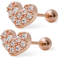 miniart 女款14K金針愛心方晶鋯石耳環 MS629 2入