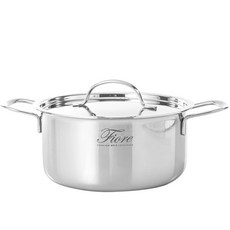 HANIL STAINLESS STEEL IH爐適用Fiore系列3層不鏽鋼附蓋雙耳湯鍋, 銀色, 18cm, 1個