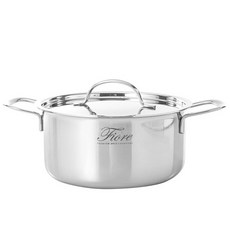 HANIL STAINLESS STEEL IH爐適用Fiore系列3層不鏽鋼附蓋雙耳湯鍋, 銀色, 24cm, 1個