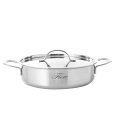 HANIL STAINLESS STEEL IH爐適用Fiore系列3層雙耳湯鍋+鍋蓋, 銀色, 24cm, 1組