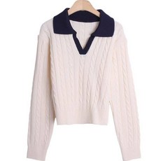 린다샵 여성용 코르빈 카라 꽈배기 베이직 니트 cpnt4313k31