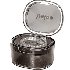 full of fun 頂級便攜式透明假牙收納盒 黑色, 1個, 1入