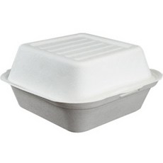 一次性漢堡包裝紙漿容器 白色 KY61 14.7 x 15.2 x 8.2cm, 1套, 500入