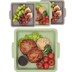 裝飾方形擺盤 2款 x 2入組, 1套, 橄欖綠, 煙燻灰, 單品