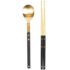 Bogen Sentier 餐具組, 金色黑, 湯匙 + 筷子, 1套