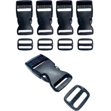 彩色塑料扣 + 錶帶調節器組 25mm, 黑色, 5套