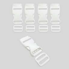 彩色塑膠扣環 + 繩帶調節器套組 25mm, 白色, 5套