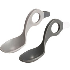 幼兒用學習湯匙 2支組, 1套, 灰色 黑色
