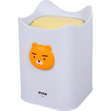 LiLFANT Kakao Friends立體公仔桌上型搖蓋垃圾桶, Ryan淺灰色