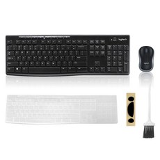 로지텍 무선 키보드 마우스 세트 MK270 + 한글 키스킨 + 마우스 피트 + 청소솔, MR0085(마우스) , Y-R0042(키보드), 블랙, 일반형