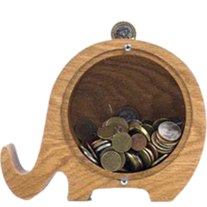 온메이커 투명 나무 인테리어 장식 저금통 원형코끼리, 1개