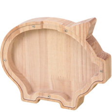 Onmaker 透明木室內裝飾小豬存錢罐, 單色, 1個