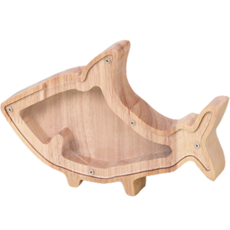 Onmaker 透明木室內裝飾存錢罐鯊魚, 單色, 1個