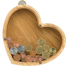 Onmaker 透明木室內裝飾小豬存錢罐心形, 單色, 1個