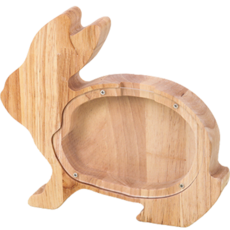 Onmaker 透明木室內裝飾存錢罐小兔子, 單色, 1個