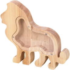 Onmaker 透明木室內裝飾小豬存錢罐獅子, 單色, 1個