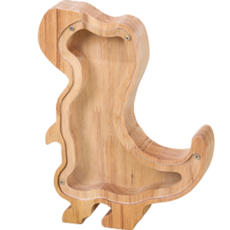 Onmaker 透明木質室內裝飾小豬存錢罐恐龍, 單色, 1個