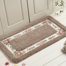 花紋邊框止滑地墊, 棕色