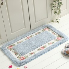 花紋邊框止滑地墊, 藍色