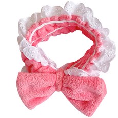 Clini 的蕾絲絲帶洗臉帶玫瑰粉色, 1個, 玫瑰粉色