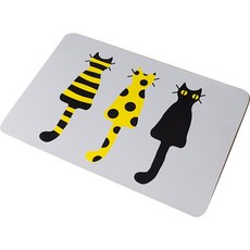 seolremhouse 可水洗軟式貓咪珪藻土腳踏墊, Gray + Yellow, 1個