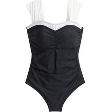 arua 海軍風雙色連身泳衣, 黑色