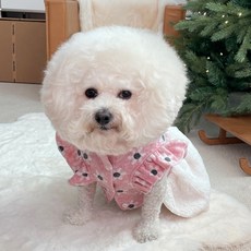 bydamsoomi 狗狗菊花荷葉邊連身裙, 粉紅色, 1個