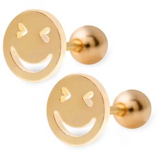 Mini Art 14K金微笑造型耳環 2入組