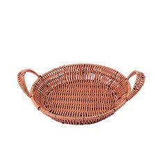 댓츠댓 키친 등나무 라탄 트레이 손잡이 원형, 브라운, 1개